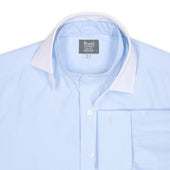 Tailored Fit Stripe Poplin Formal Neckband Shirt In