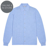 Walton Cotton And Cashmere Fine Knit Long Sleeve Shirt In Capri