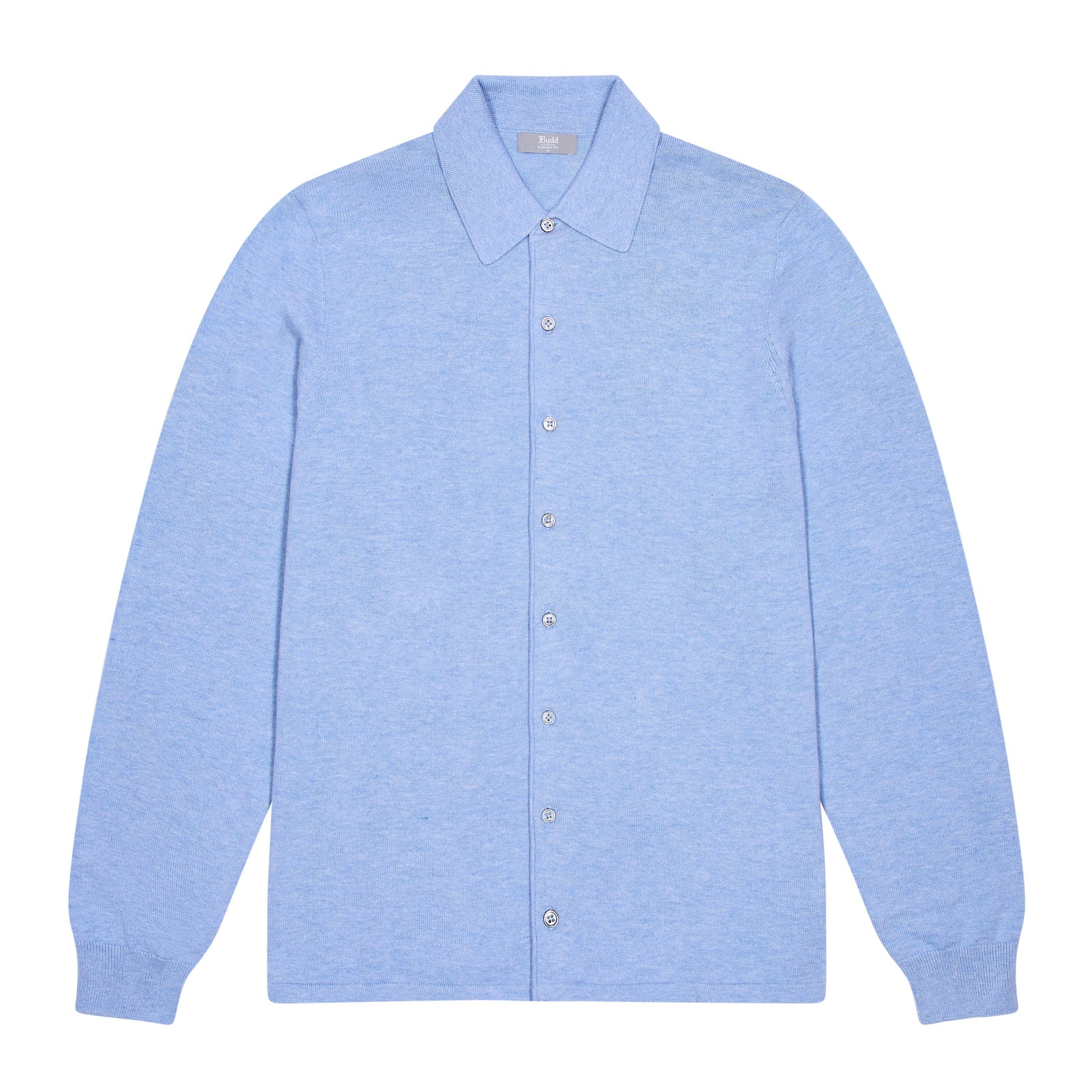 Walton Cotton And Cashmere Fine Knit Long Sleeve Shirt In Capri