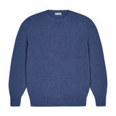 Hayle Cotton Relaxed Knit Crew Neck Jumper in Denim Blue