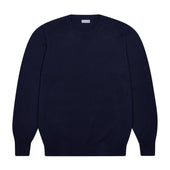Hayle Cotton Relaxed Knit Crew Neck Jumper in Navy