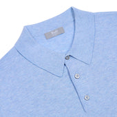 Liston Cotton Fine Knit Short Sleeve Polo Shirt in Capri