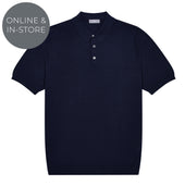 Liston Cotton Fine Knit Short Sleeve Polo Shirt In