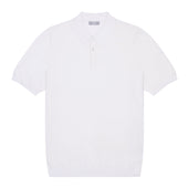 Liston Cotton Fine Knit Short Sleeve Polo Shirt in Seashell