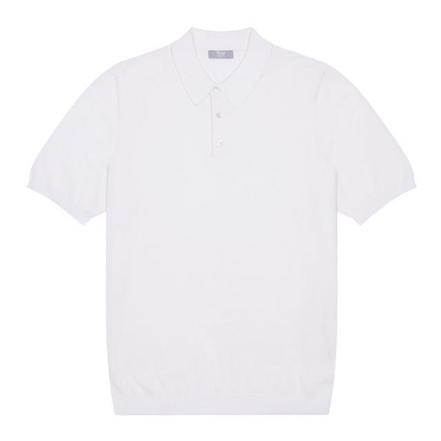 Liston Cotton Fine Knit Short Sleeve Polo Shirt in Seashell