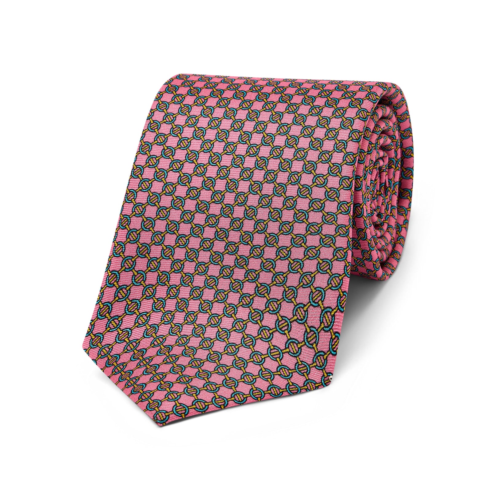 Lattice Link Silk Twill Tie In Pink