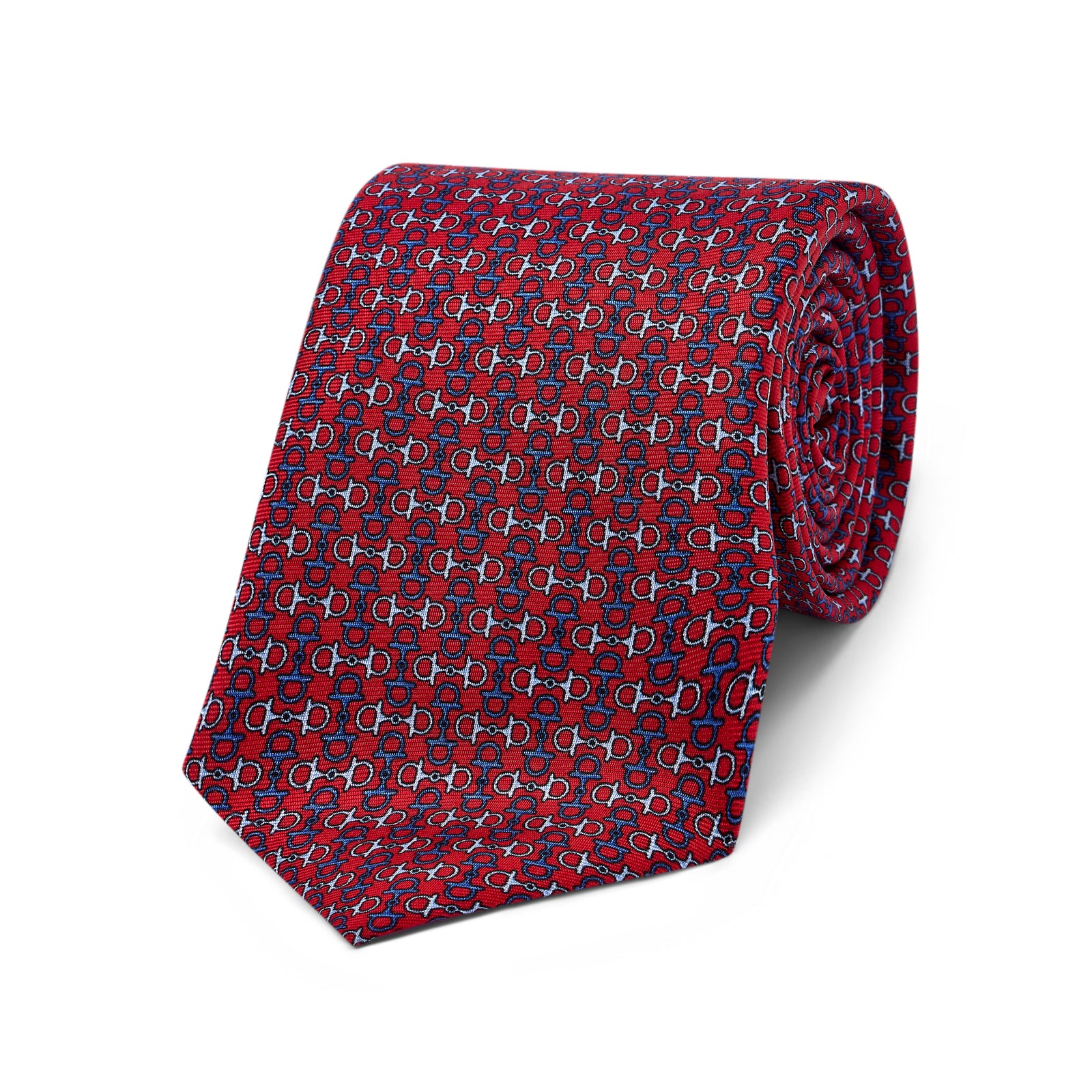 Snaffle Bit Silk Twill Tie In Red And Navy