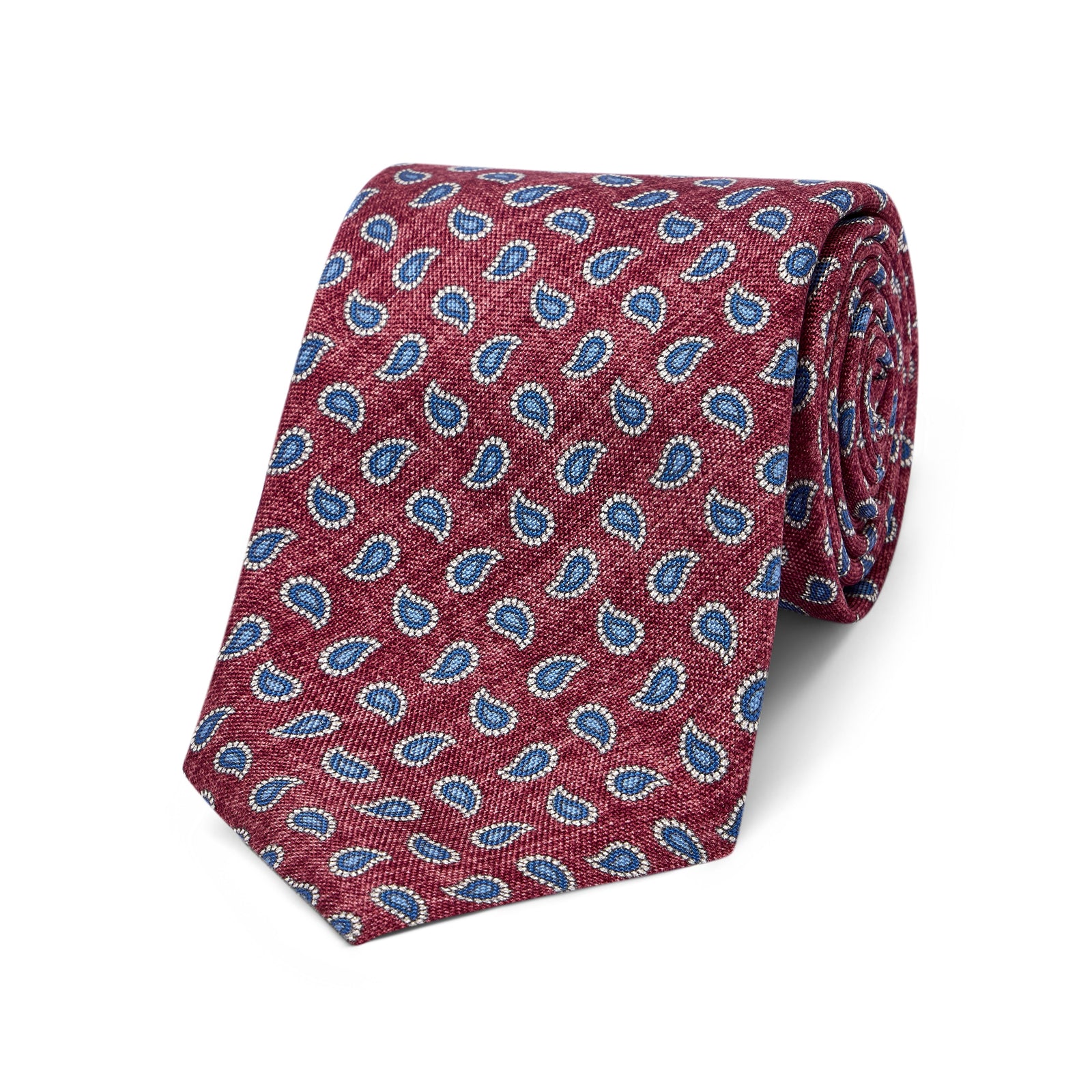 Teardrop Motif Panama Silk Tie In Red