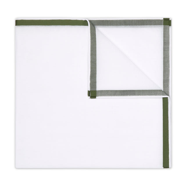 Amalfi Batiste Cotton Pocket Square in Olive