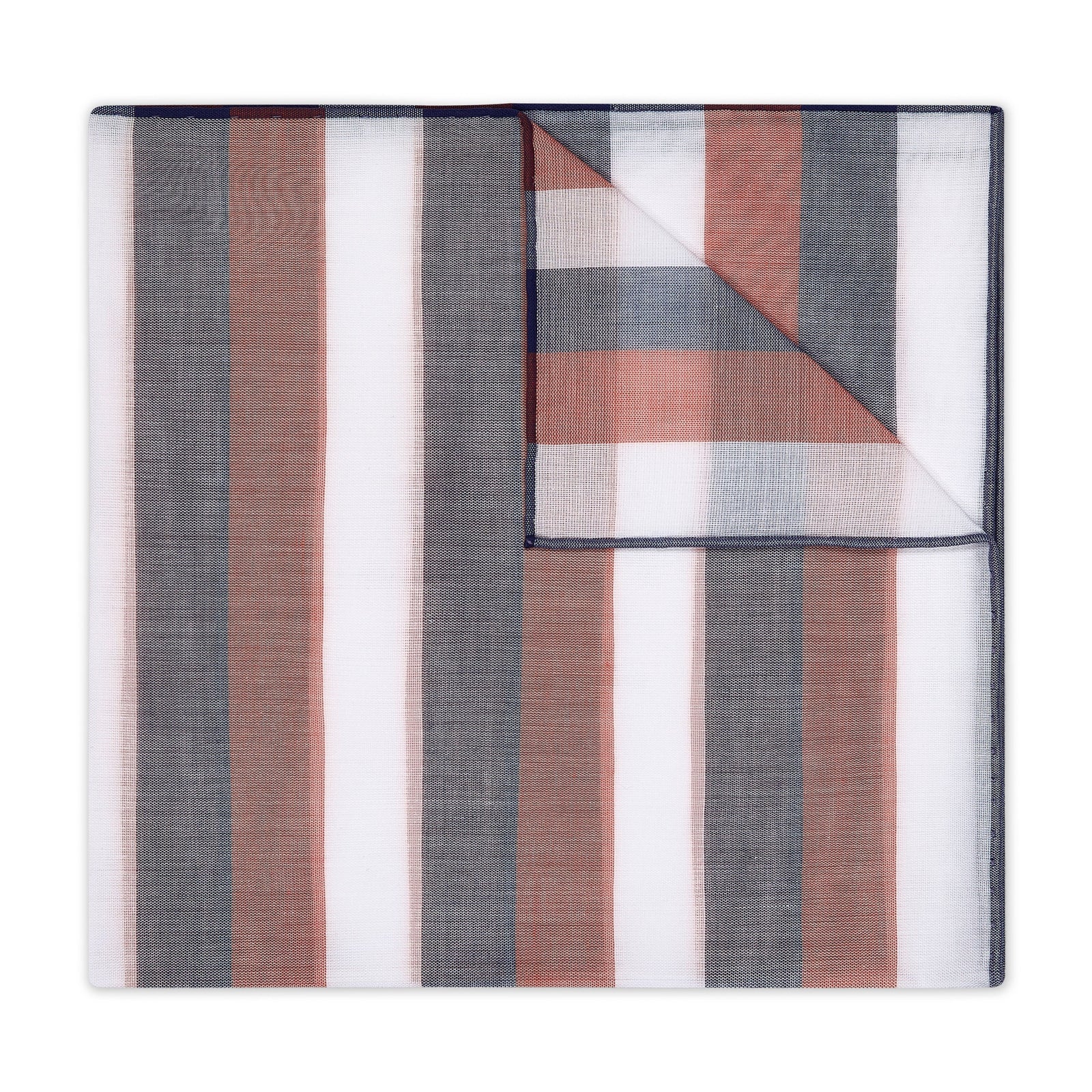 Ravello Stripe Batiste Cotton Pocket Square In