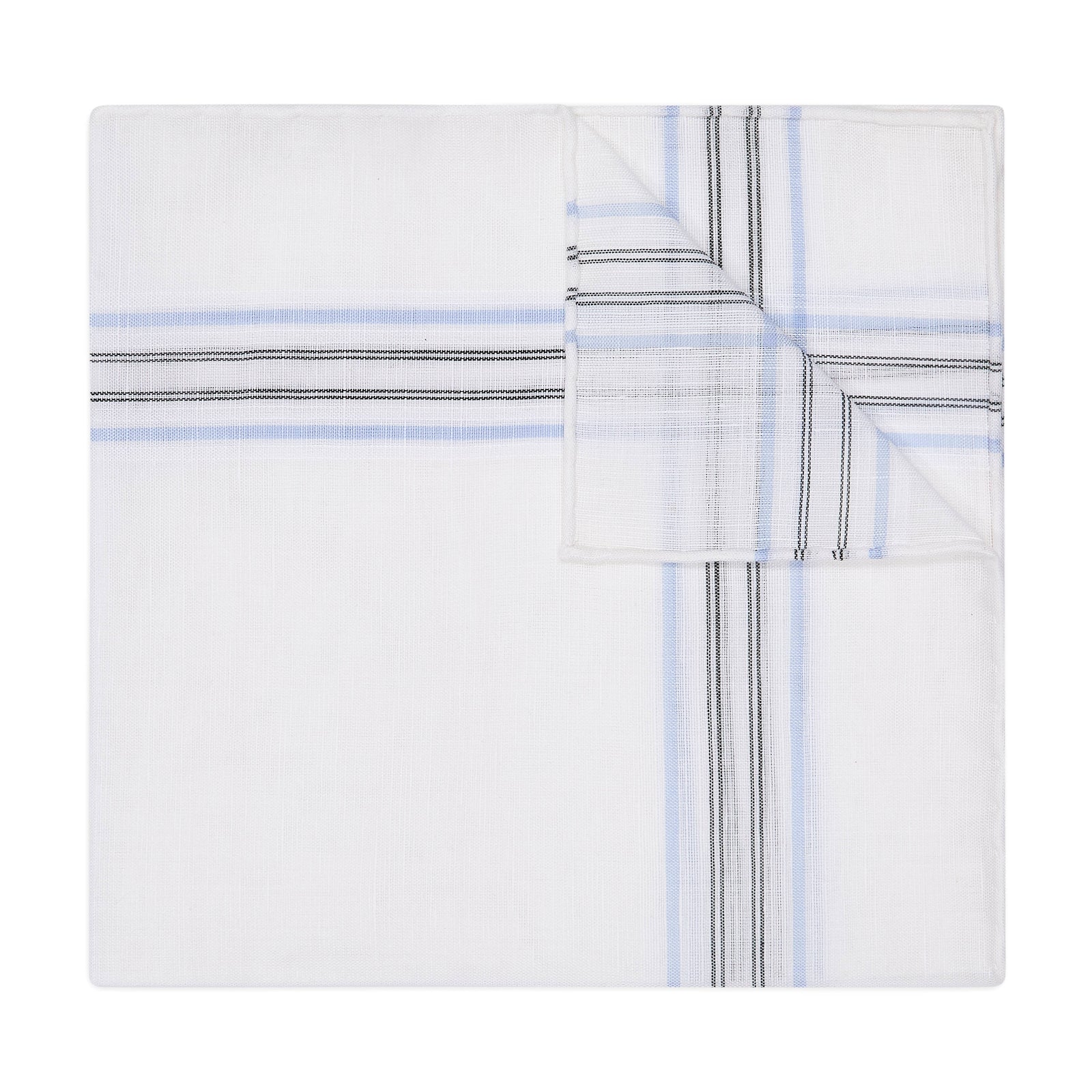 Aran Linen Cotton Pocket Square In And Blue
