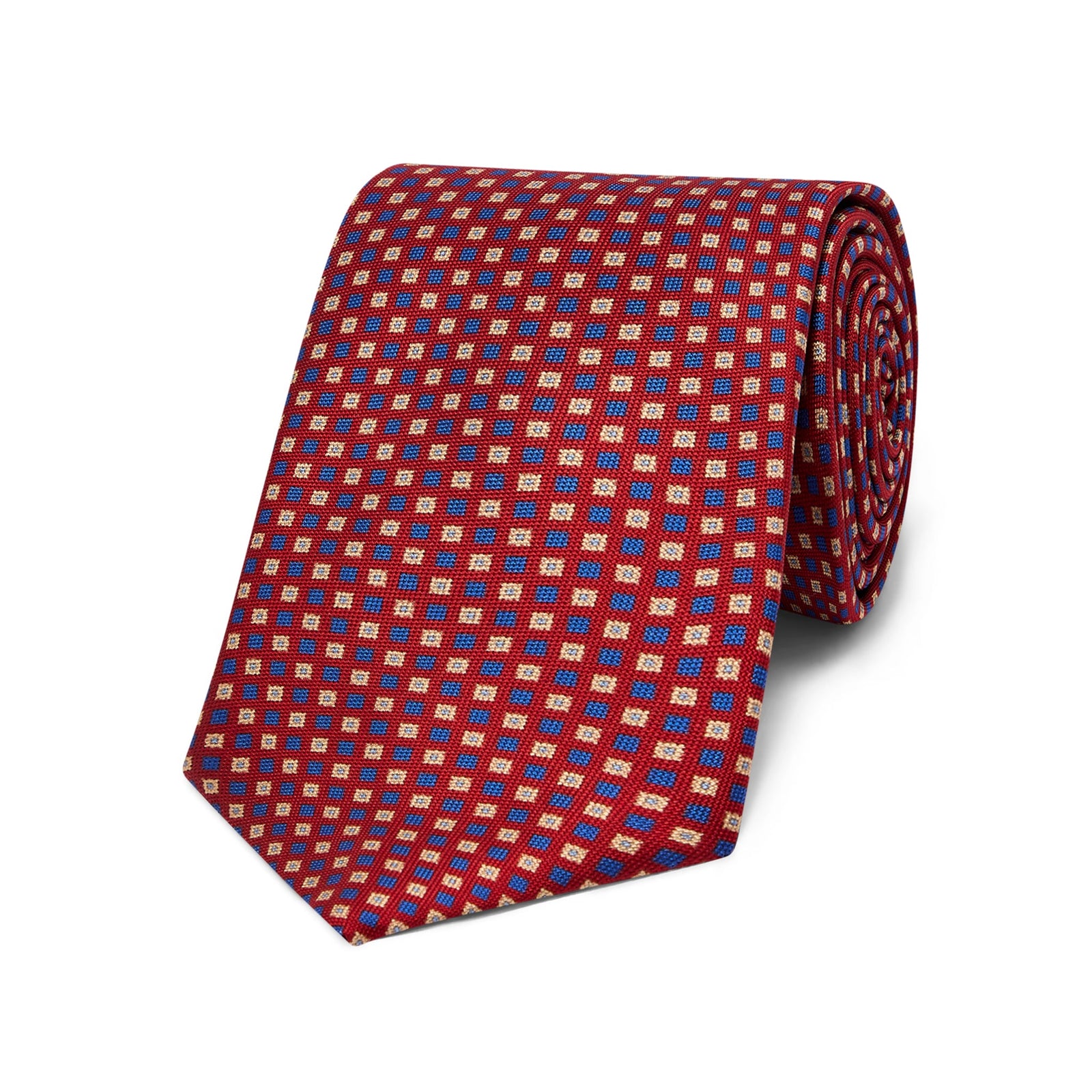 Floral Check Panama Silk Tie In Red