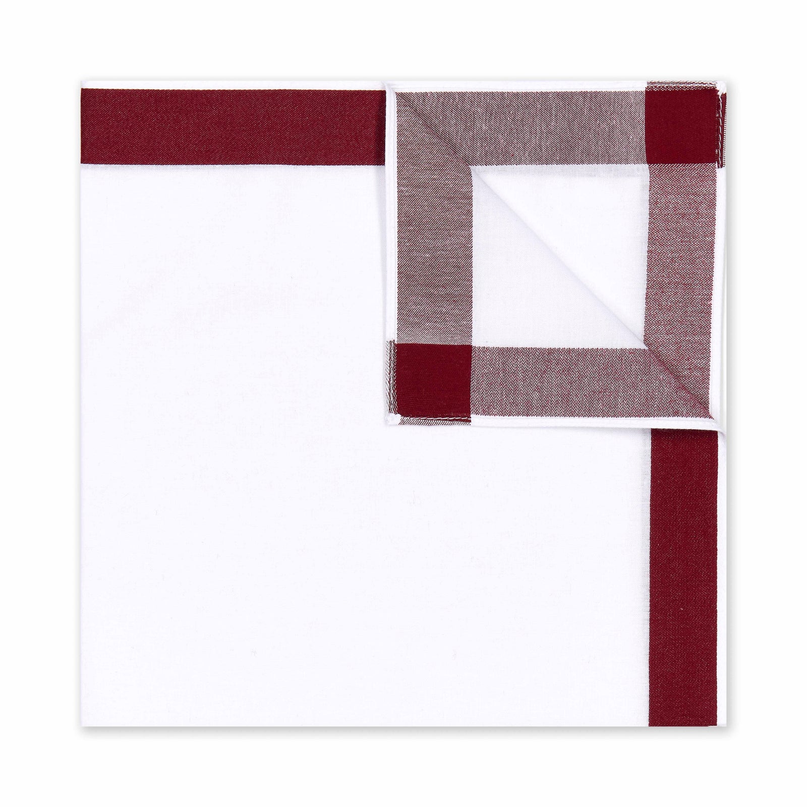 Solid Border White Cotton Handkerchief In