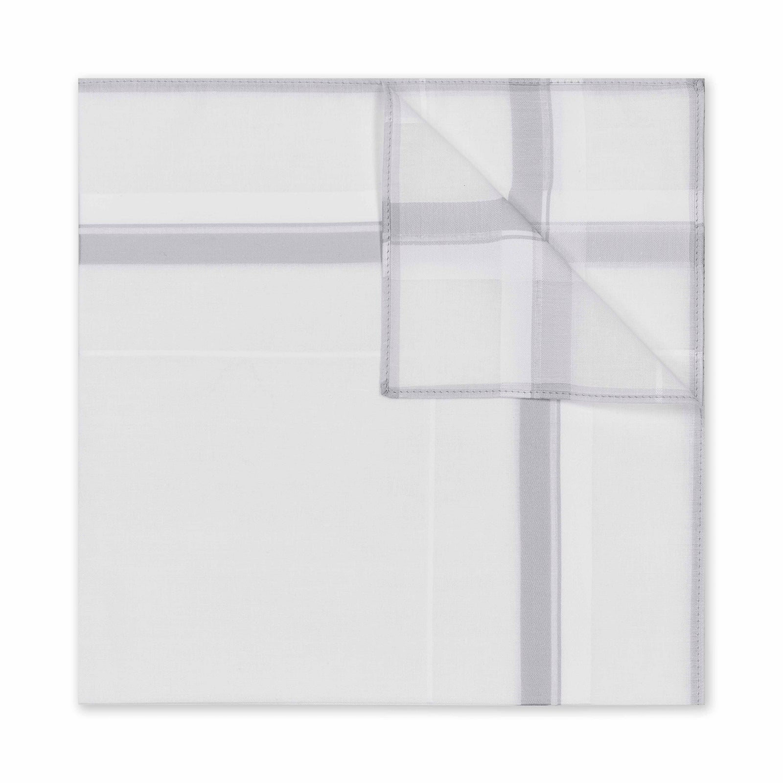 Contrast Check Border White Cotton Handkerchief In