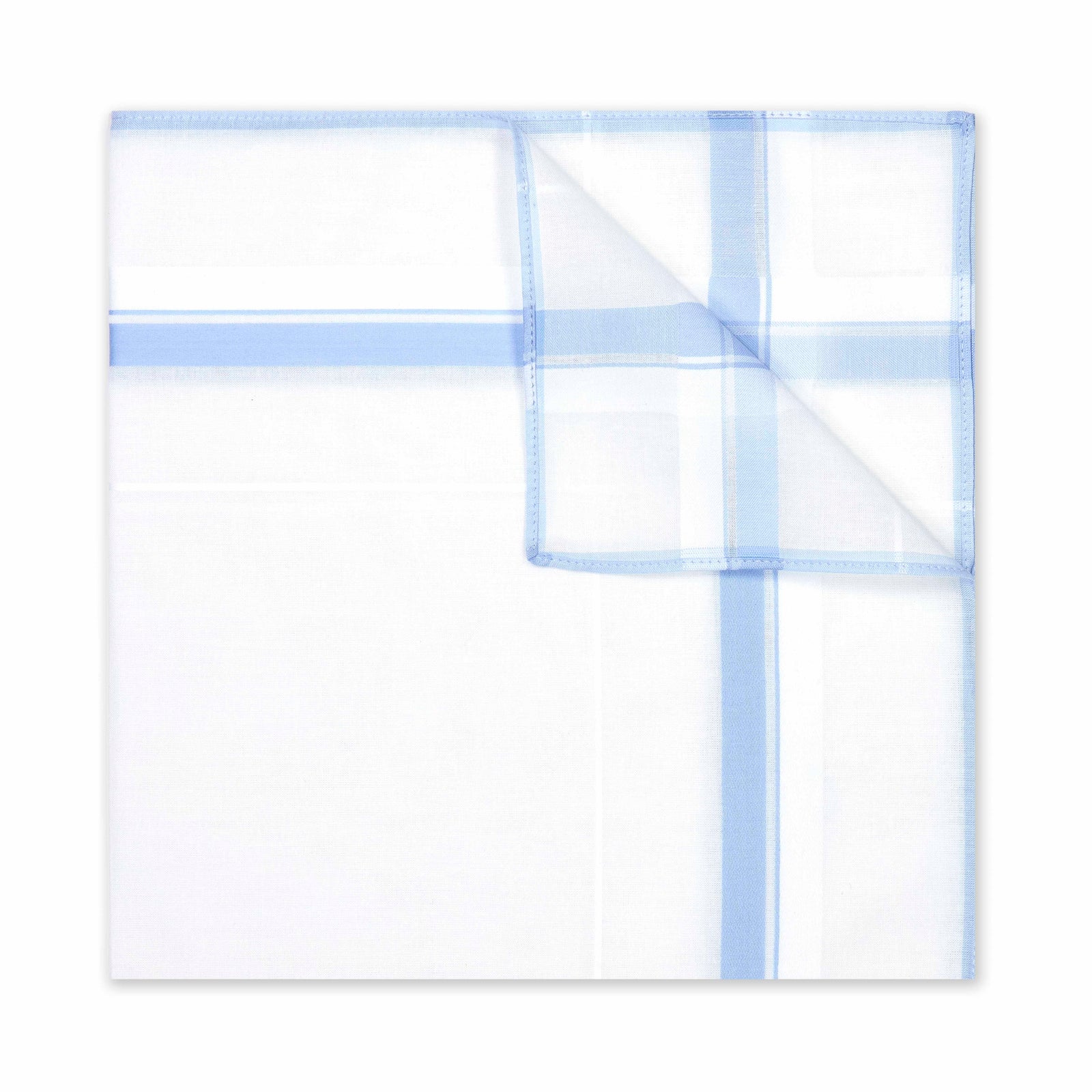 Contrast Check Border White Cotton Handkerchief In