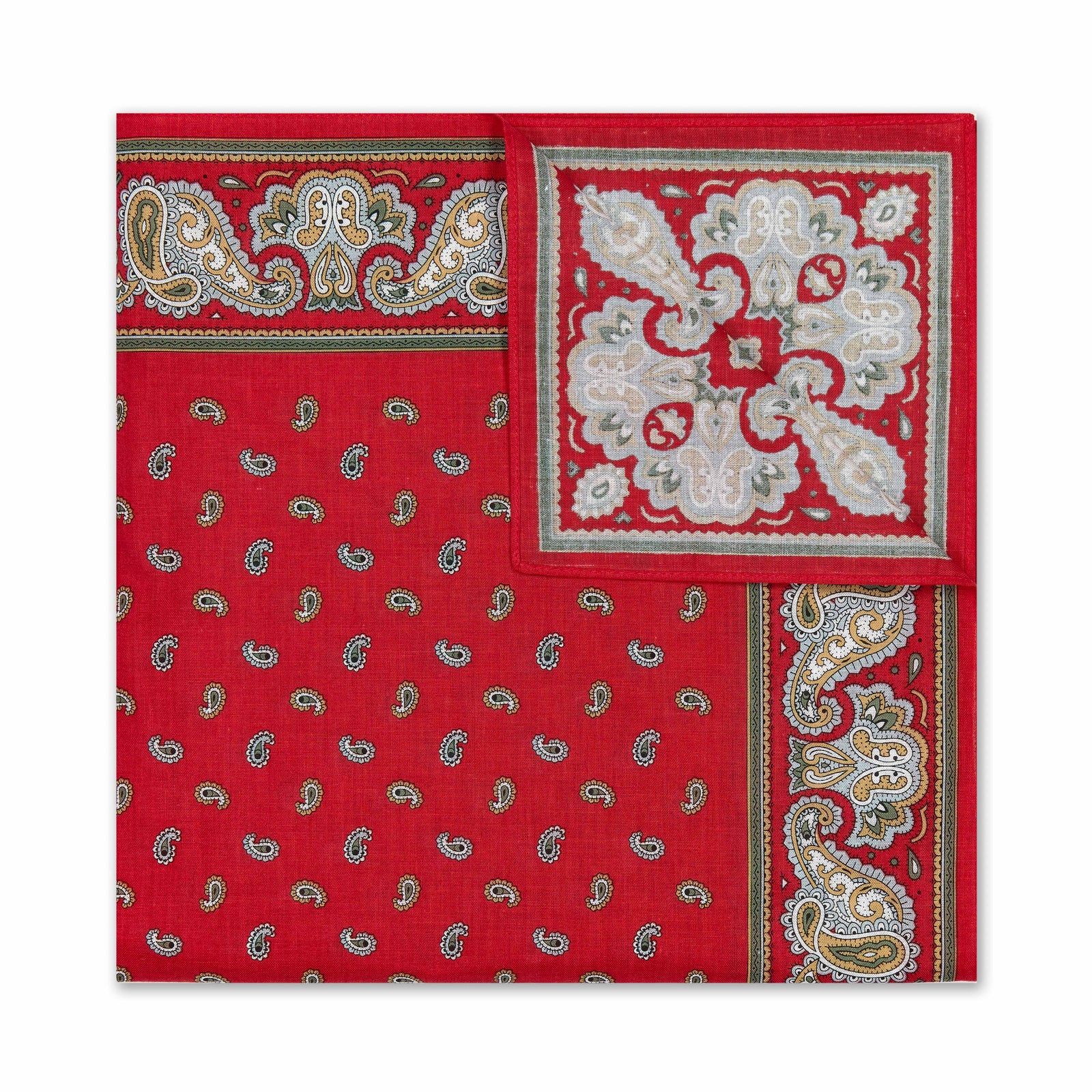 Pine Paisley Cotton Handkerchief In Red