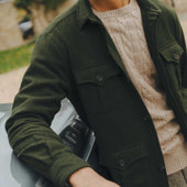 English Wool Flannel Safari Jacket in Loden Green