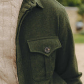 English Wool Flannel Safari Jacket in Loden Green