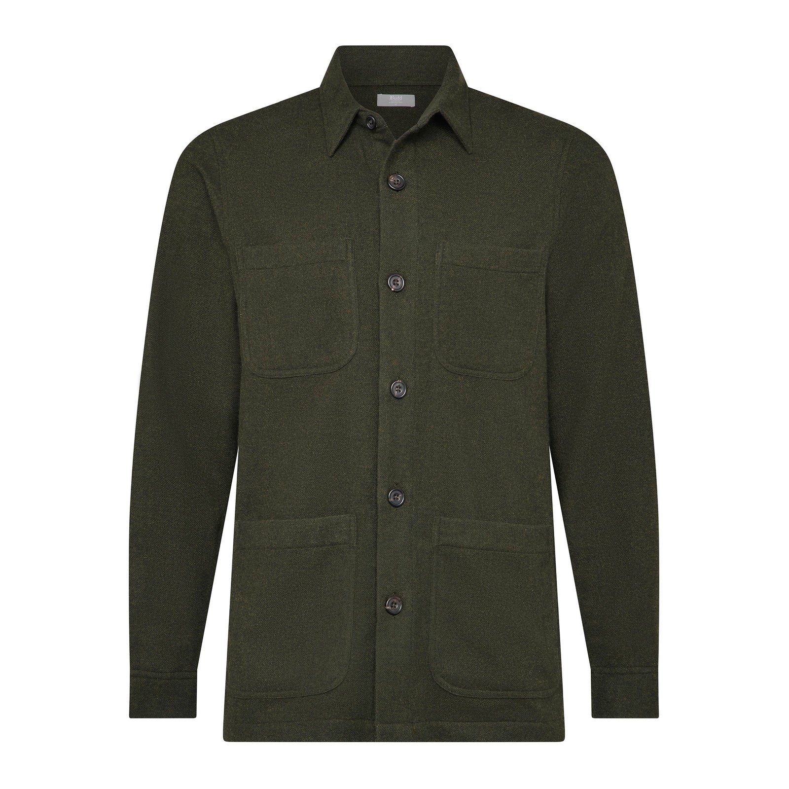 English Wool Flannel Chore Jacket In Loden Green