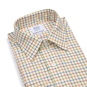 Tattersall Check Brushed Cotton Classic Fit Button Cuff Shirt In And Blue