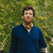 Kinloss Lambswool Quarter Zip Jumper In Blue