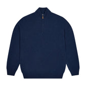 Kinloss Lambswool Quarter Zip Jumper in Cobalt Blue