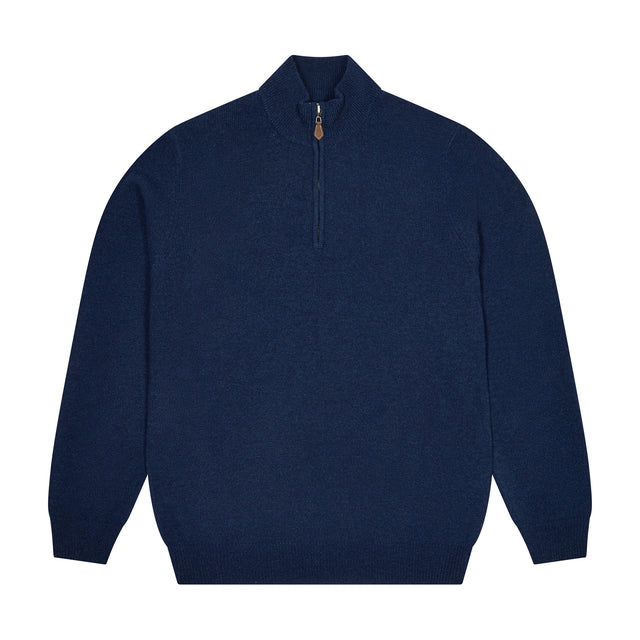Kinloss Lambswool Quarter Zip Jumper in Cobalt Blue