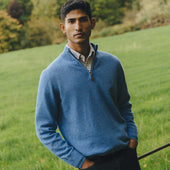 Kinloss Lambswool Quarter Zip Jumper In Heather