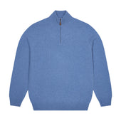 Kinloss Lambswool Quarter Zip Jumper in Heather Blue