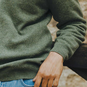 Kinloss Lambswool Quarter Zip Jumper In Tweed Green