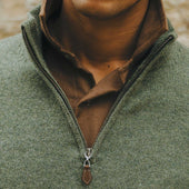 Kinloss Lambswool Quarter Zip Jumper In Tweed Green