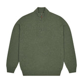 Kinloss Lambswool Quarter Zip Jumper in Tweed Green