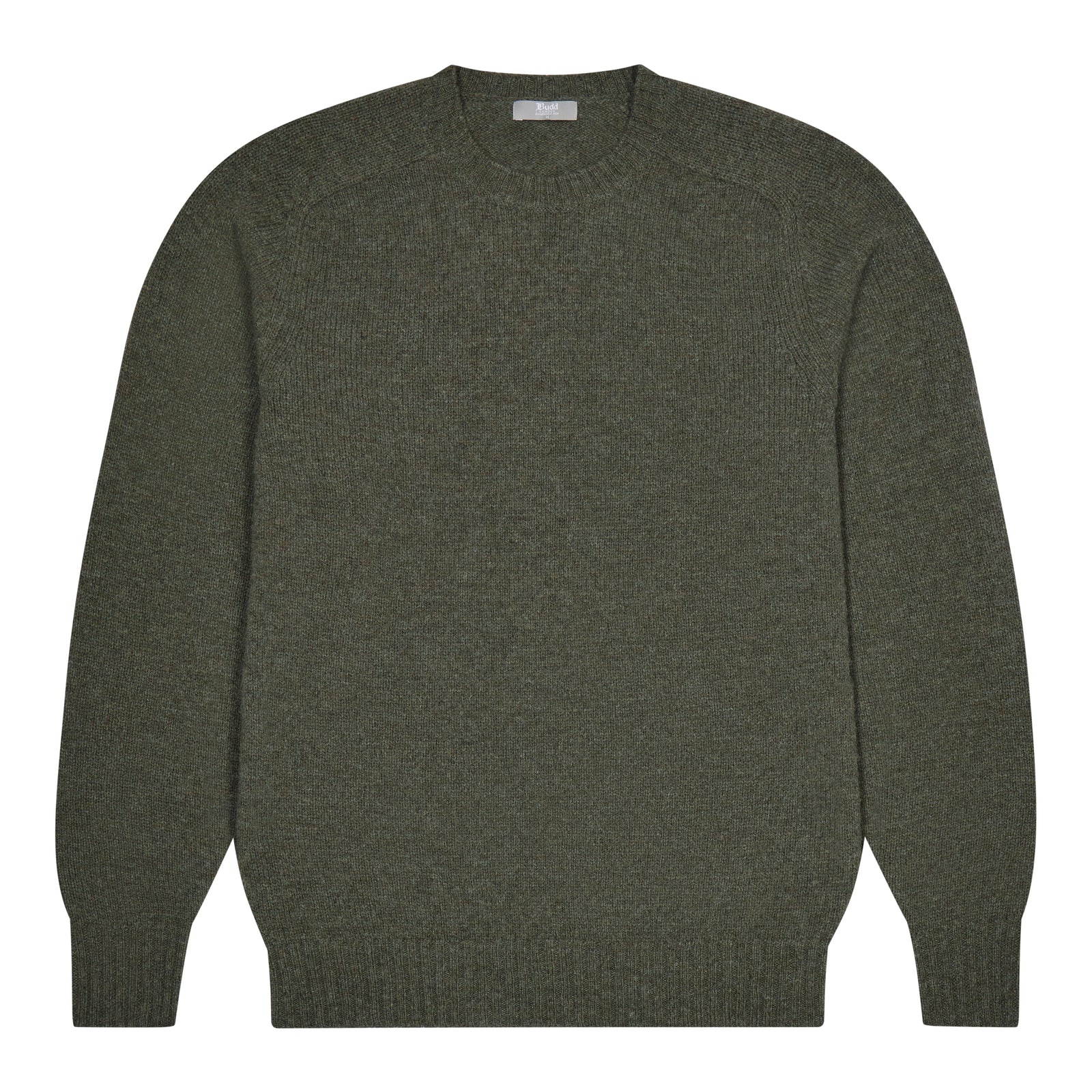 Hillswick Brushed Shetland Crew Neck Jumper In Loden Green