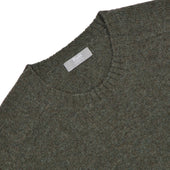 Hillswick Brushed Shetland Crew Neck Jumper In Loden Green