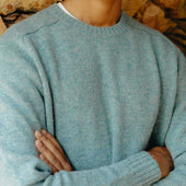 Hillswick Brushed Shetland Crew Neck Jumper In Lovat Green