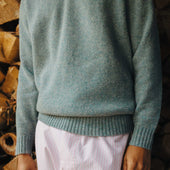 Hillswick Brushed Shetland Crew Neck Jumper In Lovat Green