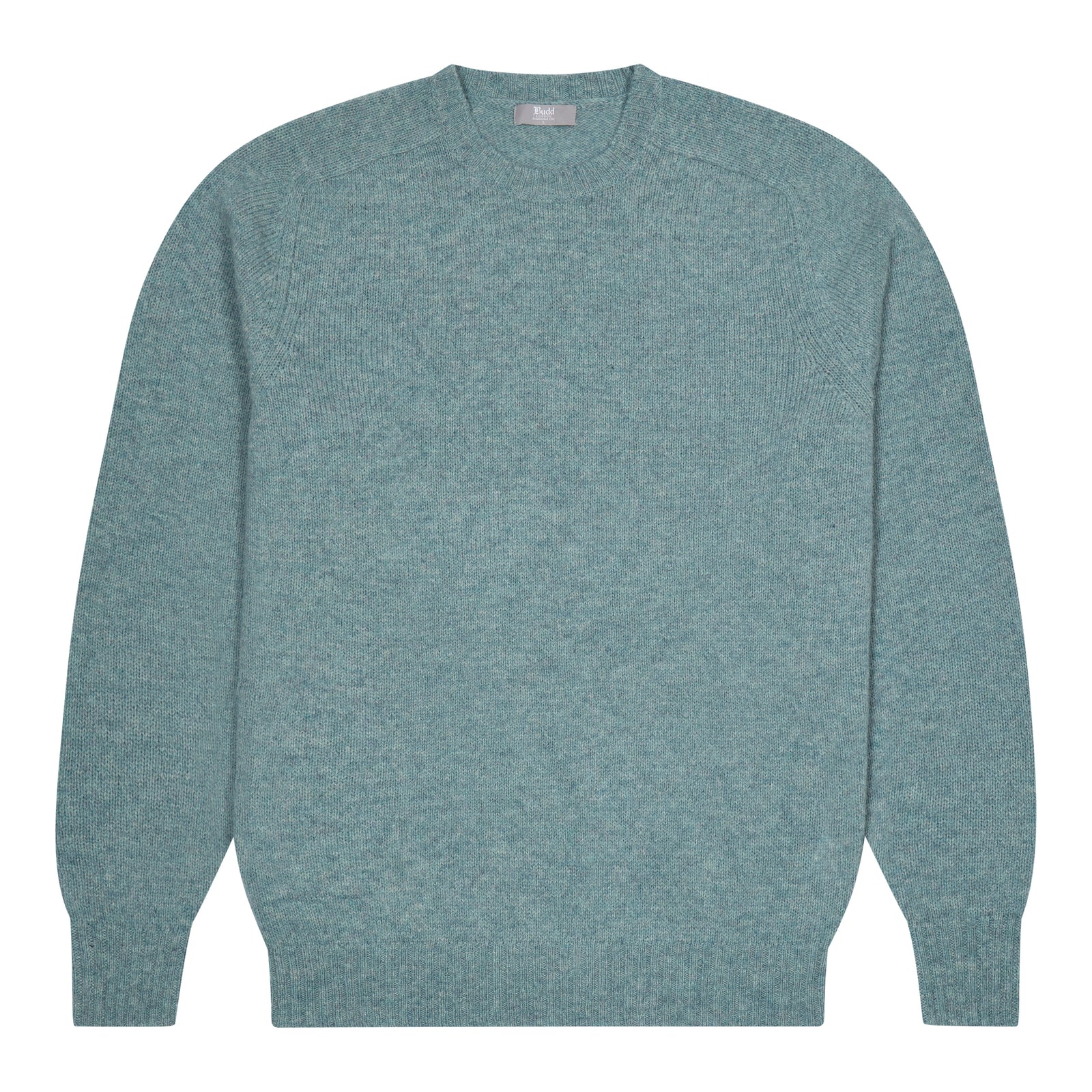 Hillswick Brushed Shetland Crew Neck Jumper In Lovat Green