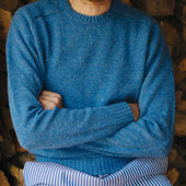 Hillswick Brushed Shetland Crew Neck Jumper In Nordic