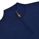 Leven Fine Merino Quarter Zip Gilet in Cobalt Blue
