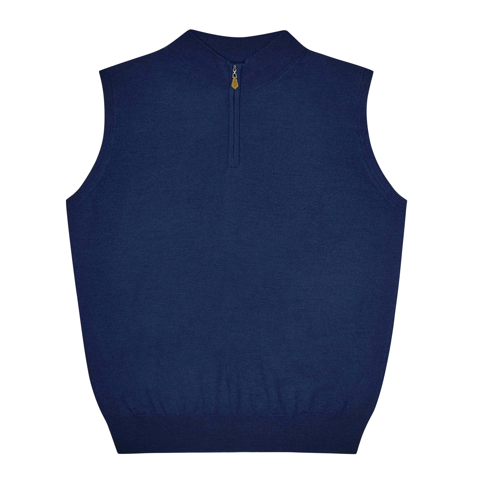 Leven Fine Merino Quarter Zip Gilet In Blue
