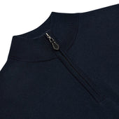 Leven Fine Merino Quarter Zip Gilet in Navy