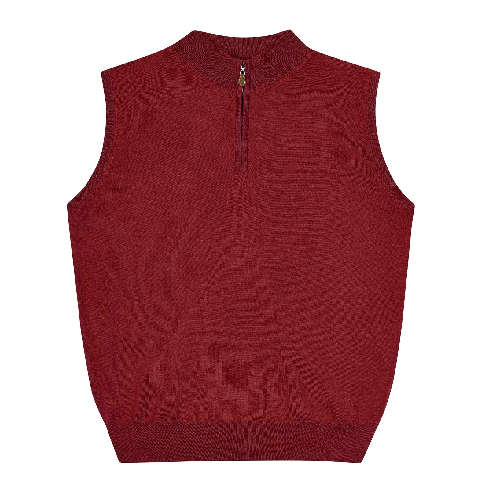Leven Fine Merino Quarter Zip Gilet In Scarlet
