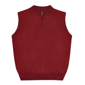Leven Fine Merino Quarter Zip Gilet in Scarlet