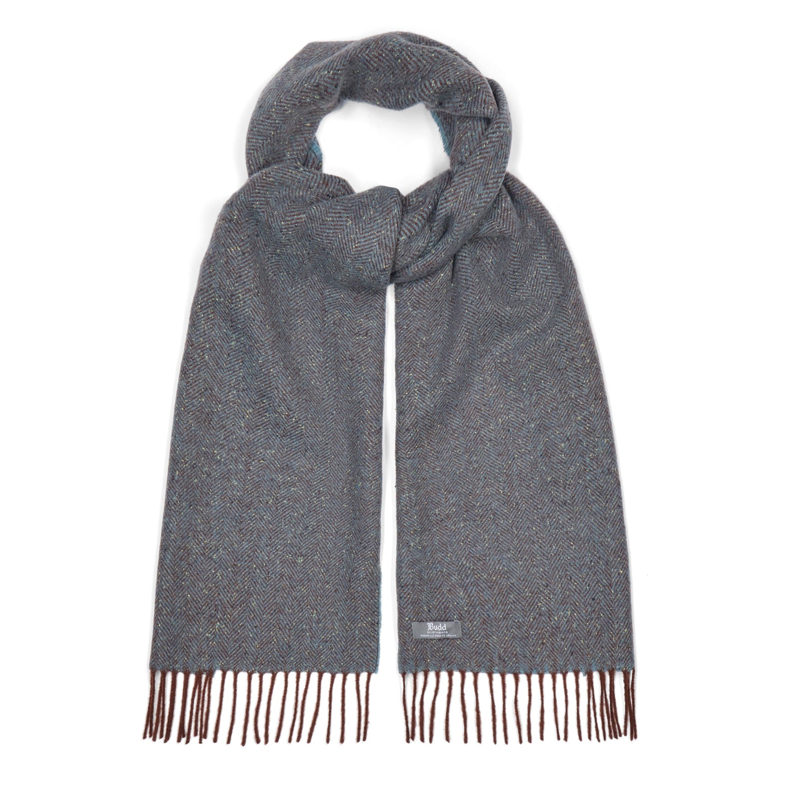 Donegal Herringbone Wool And Silk Scarf In Bramble