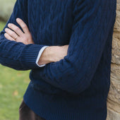 Bowhill Scottish Cashmere Cable Knit Jumper In Blackberry