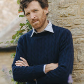 Bowhill Scottish Cashmere Cable Knit Jumper In Blackberry