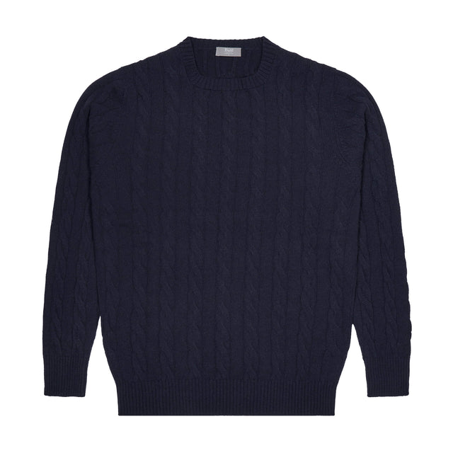 Bowhill Scottish Cashmere Cable Knit Jumper in Blackberry Blue