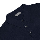 Holt Cotton Fine Knit Long Sleeve Polo Shirt In