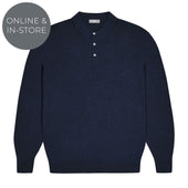 Holt Cotton Fine Knit Long Sleeve Polo Shirt In