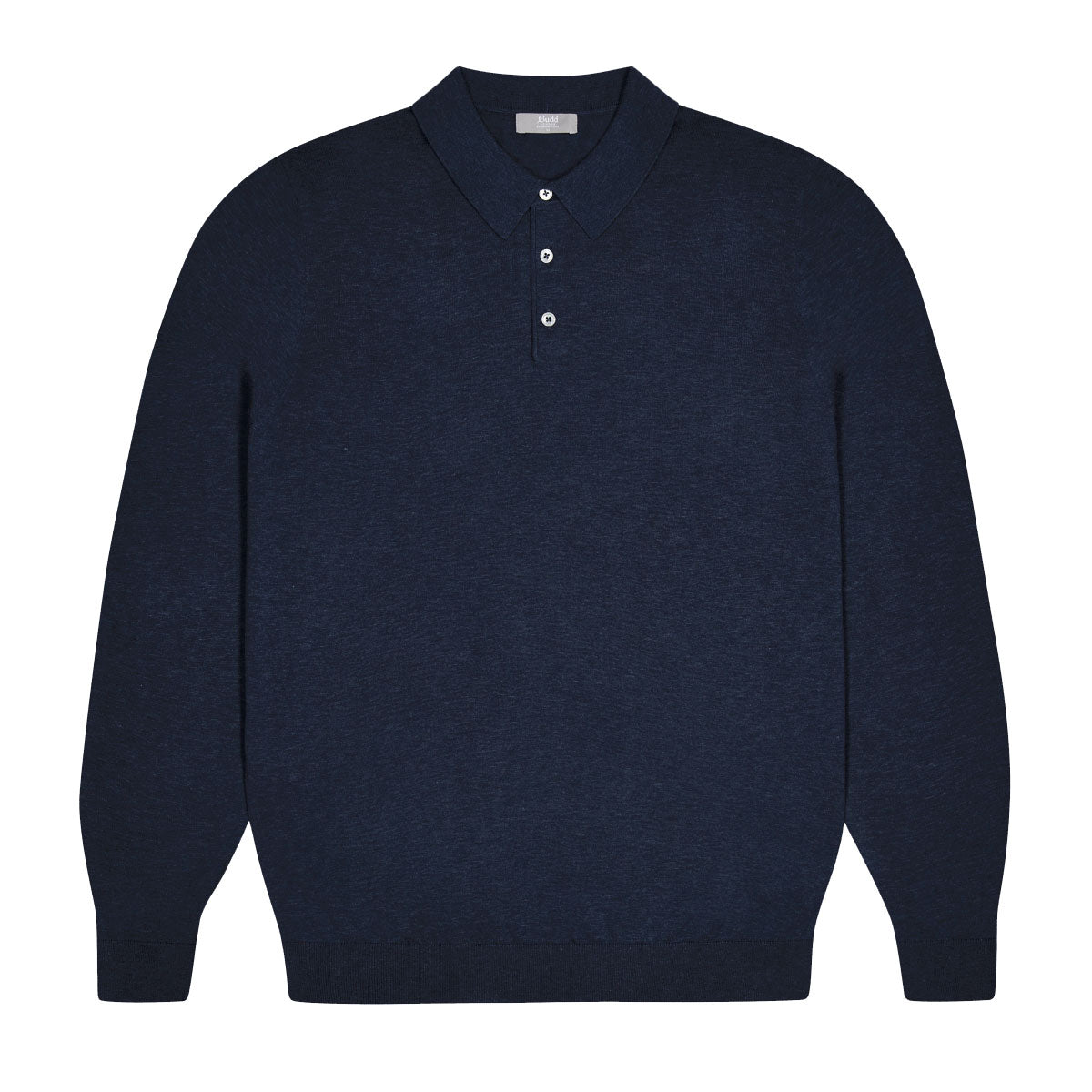 Holt Cotton Fine Knit Long Sleeve Polo Shirt In